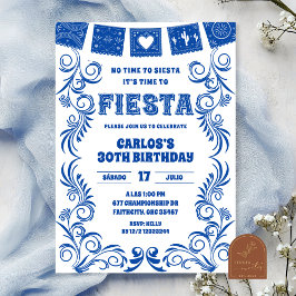 Spanish Blue Talavera Birthday Fiesta Einladung
