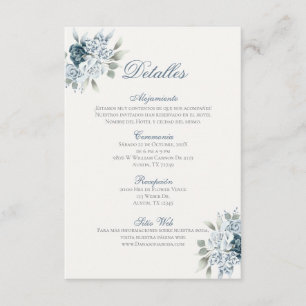 Spanish Blue Wedding Detalles de la Boda Begleitkarte