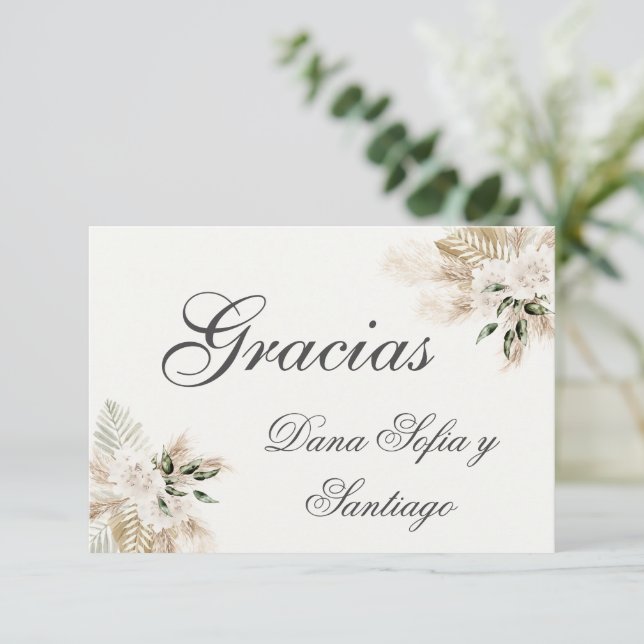 Spanish Boho Wedding Danke RSVP Karte (Stehend Vorderseite)