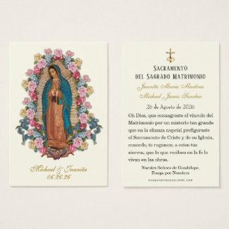 Spanish Catholic Guadalupe Wedding Holy Card