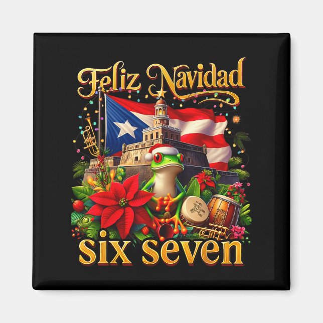 Spanish Christmas Funny Puerto Rico Boricua Coqui  Magnet (Vorne)