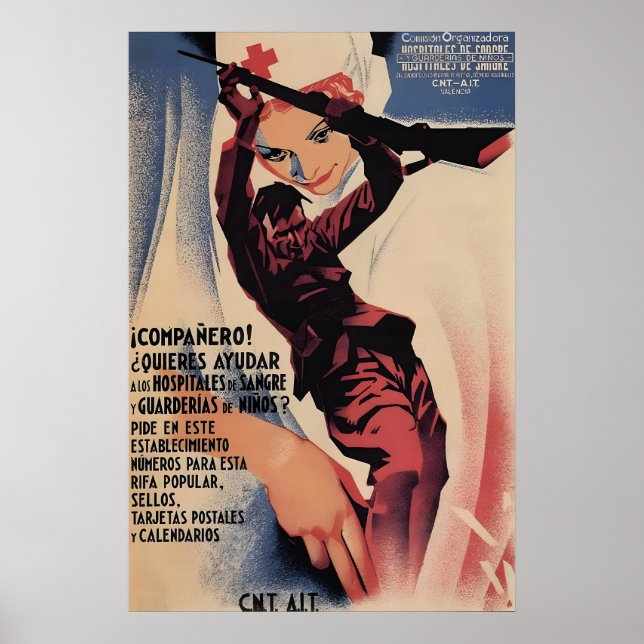 Spanish Civil War Poster Comrade, help the (Vorne)