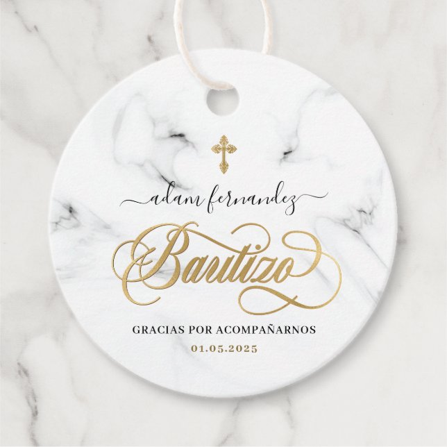 Spanish De Bautizo Gracias Gold Geschenkanhänger (Vorderseite)