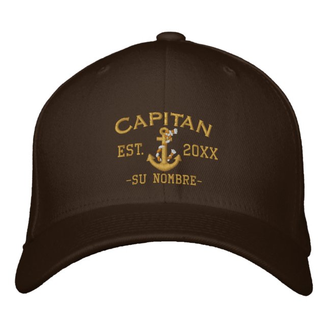 SPANISH El Capitan Ihr Name und Jahr Bestickte Kappe (Vorderseite)