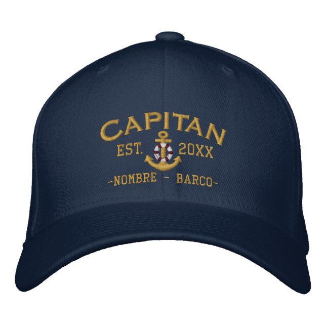 SPANISH El Capitan Kapitän Name und Jahr Bestickte Baseballkappe (Vorderseite)