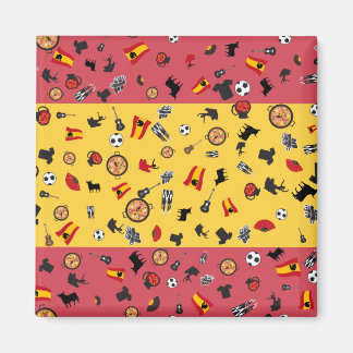 Spanish Flag with famous items of Spain Magnet