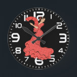 Spanish Flamenco Dancer with Fan Runde Wanduhr<br><div class="desc">Stylish Spanish Flamenco Dancer with Fan.</div>