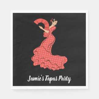 Spanish Flamenco Dancer with Fan Serviette