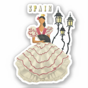 Spanish Flamenco Dancer woman Spain Travel Art Aufkleber