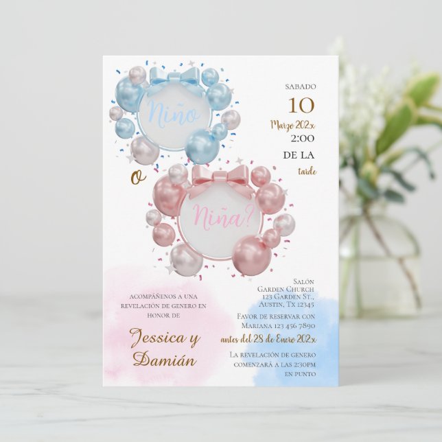Spanish Gender Reveal Invitation (Debout devant)