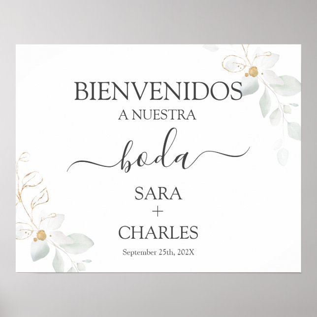 Spanish Greenery Wedding Willkommenszeichen Poster (Vorne)