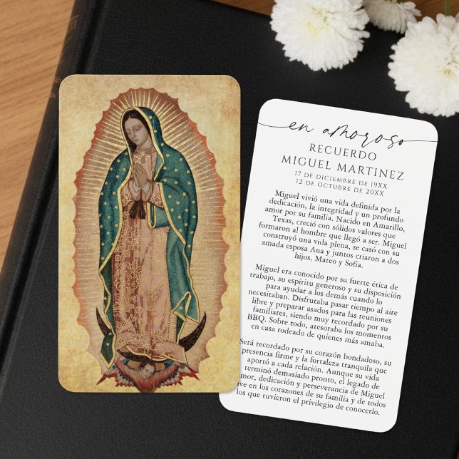 Spanish Guadalupe In Loving Memory Prayer Card (Créateur téléchargé)