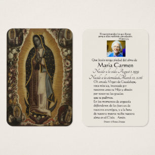 Spanish Guadalupe Mary Funeral Prayer  Holy Card