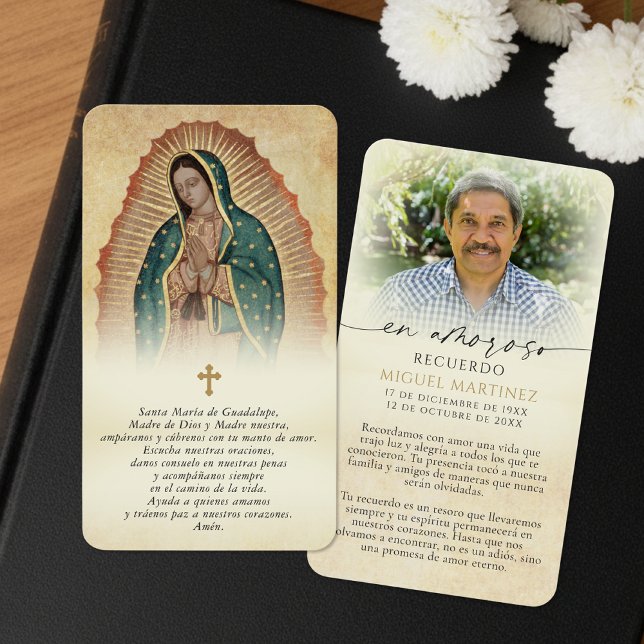 Spanish Guadalupe Prayer Memorial Photo Cards (Von Creator hochgeladen)
