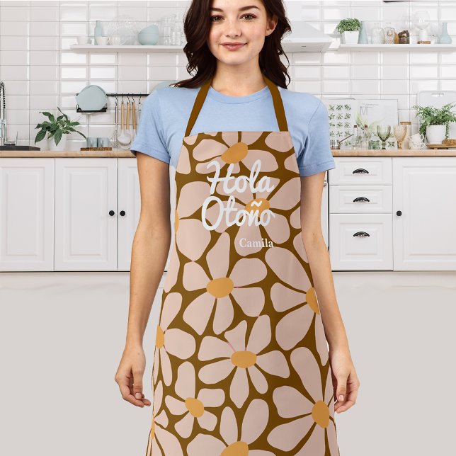 Spanish Hello Autumn Fall Vibes Personalisieren Schürze (Von Creator hochgeladen)