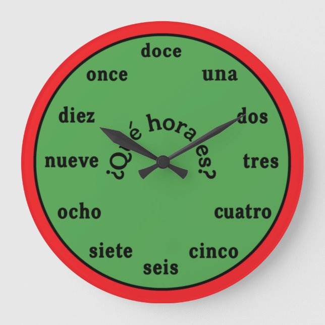 Spanish Language Wall Clock Große Wanduhr (Vorderseite)