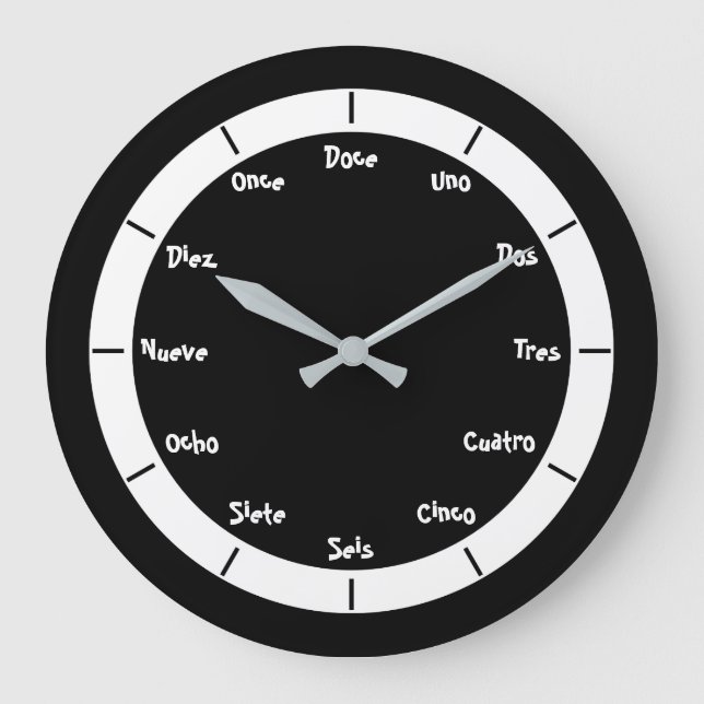 Spanish Letter Numbers Große Wanduhr (Vorderseite)