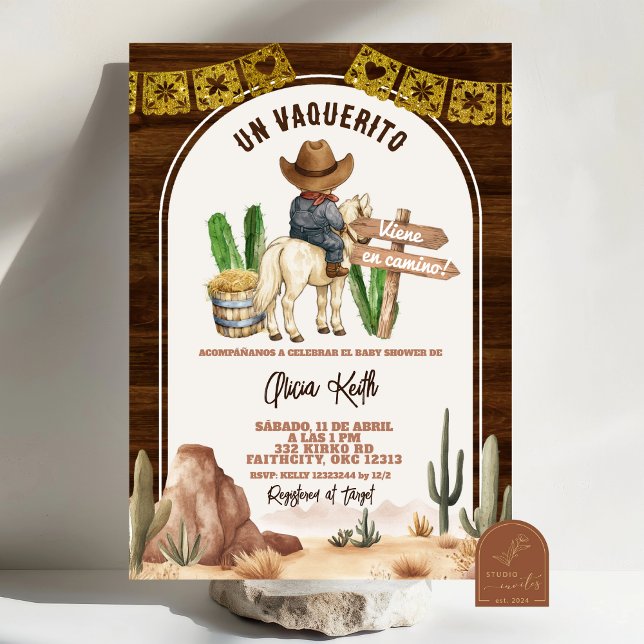 Spanish Mexican Wild West Cowboy Baby Shower Einladung (Von Creator hochgeladen)