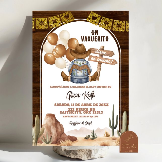Spanish Mexican Wild West Cowboy Baby Shower Einladung (Von Creator hochgeladen)