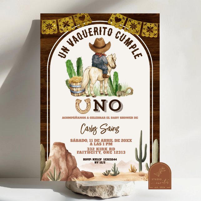 Spanish Mexican Wild West Cowboy turning one Einladung (Von Creator hochgeladen)