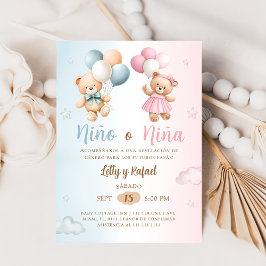 Spanish Nino o Nina Teddy Bear Gender Reveal Einladung