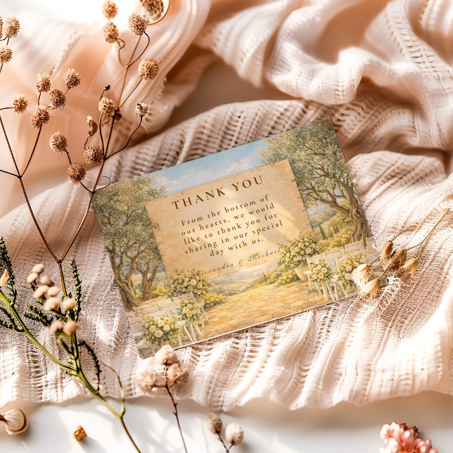 Spanish Olive Grove Wedding Dankeskarte (Von Creator hochgeladen)