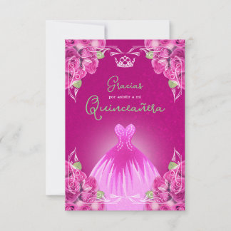 SPANISH PINK ROSES QUINCEAÑERA | DANKESKARTE