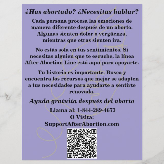 Spanish Pregnancy Help/After Abortion Care Flyer (Hinten)