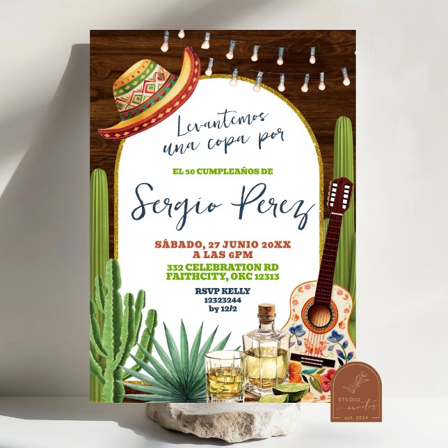 Spanish Raise a glass for Tequila Birthday Einladung (Von Creator hochgeladen)