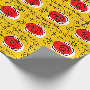 Spanish Rose Corners Multi Happy Birthday Geschenkpapier