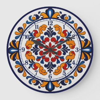 Spanish Talavera Style Numbered Clock Große Wanduhr