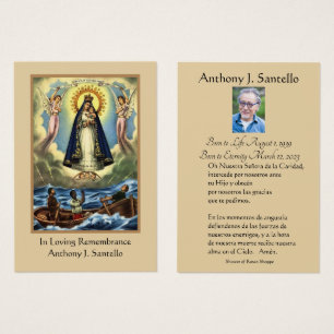 Spanish Virgin Mary Funeral Prayer Holy Card