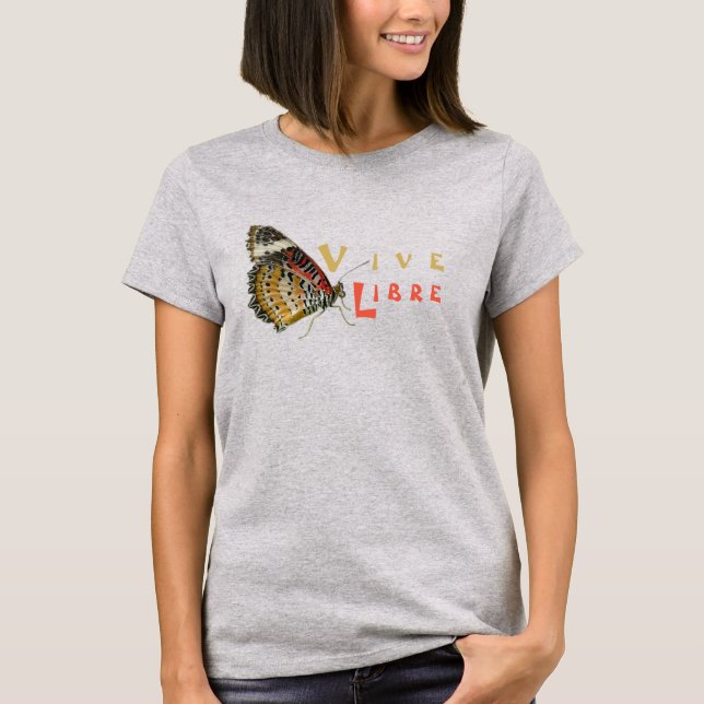 Spanish Vive Libre Mariposa Camiseta T-Shirt (Vorderseite)