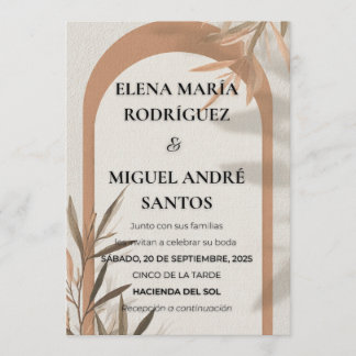 Spanish Wedding Invitation Terracotta Arch Olive Einladung