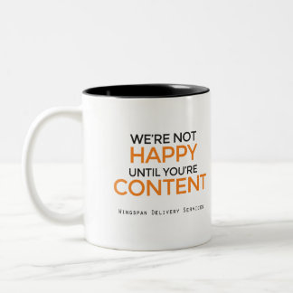 SPANNWEITE Zustelldienst-Slogan-Tasse Zweifarbige Tasse