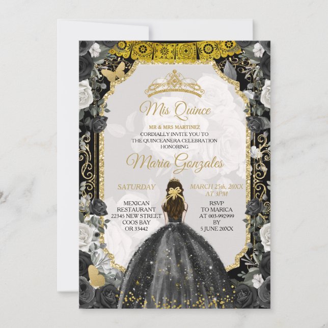 Spansih Girl Sweet 16e anniversaire Invitation (Devant)