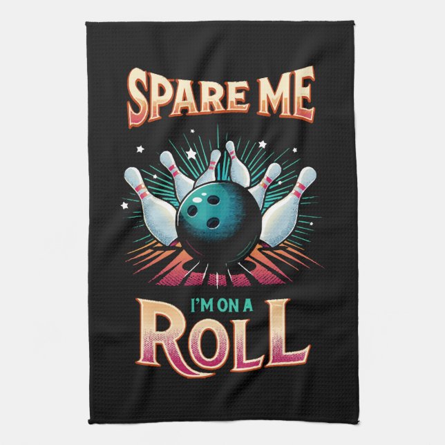 Spare me on a Roll - Bowling Geschirrtuch (Vertikal)