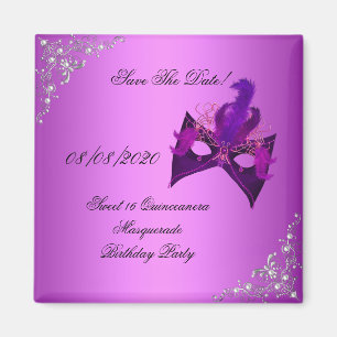 Sparen Sie das Datum Sweet 16 Quinceanera Masquera Magnet