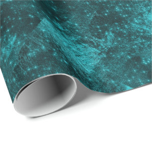 Spark Aquamarines Abstraktes Wald Night Stars Brid Geschenkpapier