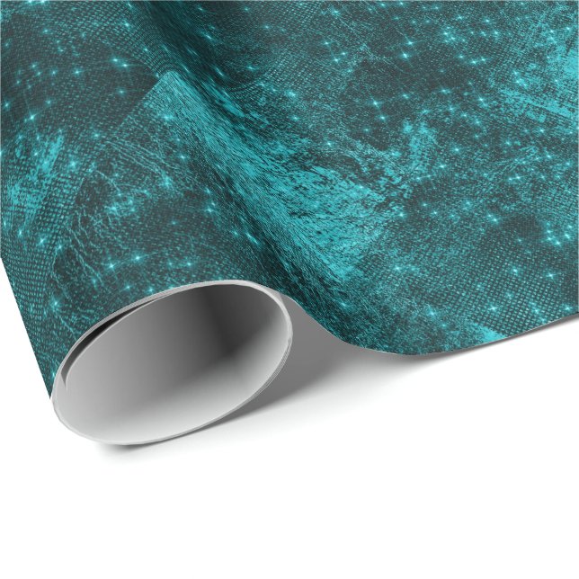 Spark Aquamarines Abstraktes Wald Night Stars Brid Geschenkpapier (Rolleneckpunkt)