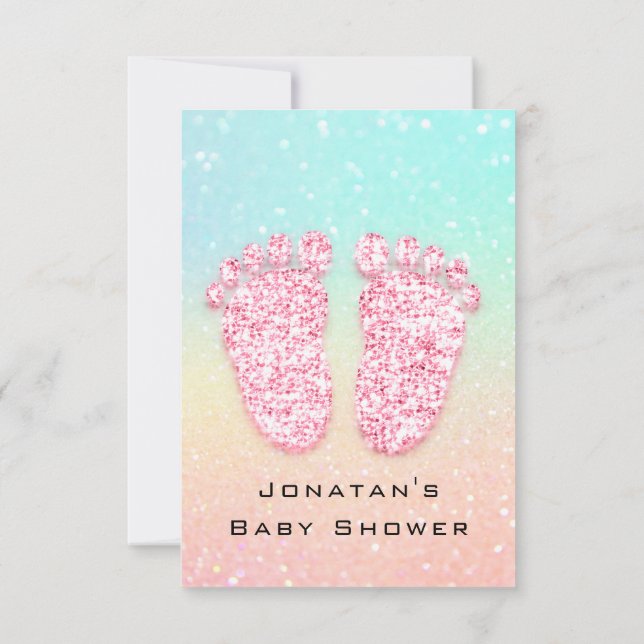 Spark Glitzer Baby Dusche Feet Pink Ombre Park Einladung (Rückseite)