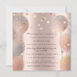 Spark Glitzer Ballon Rose Gold Bridal Sweet 16. Einladung