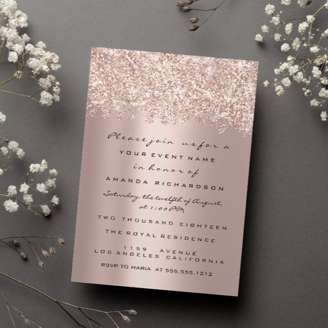 Spark Glitzer Confett Rose Gold Bridal Sweet 16. Einladung (Von Creator hochgeladen)
