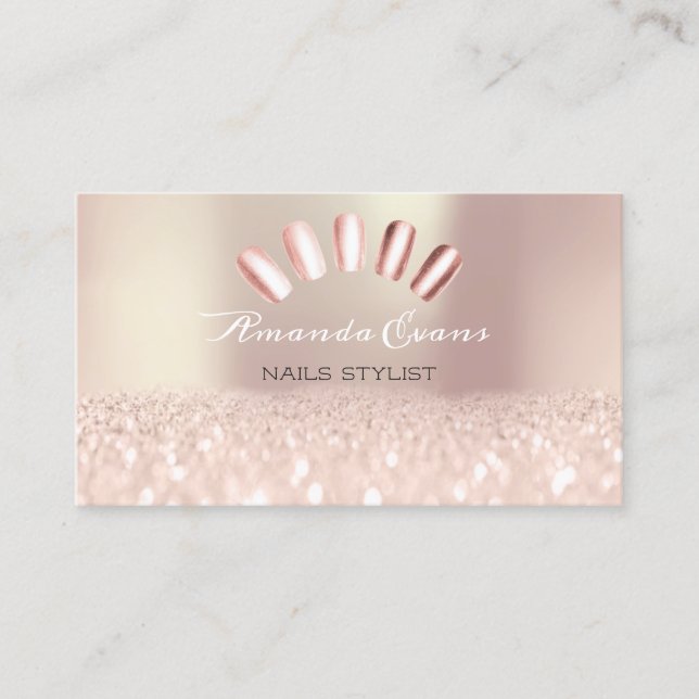 Spark Glitzer Rose Spark Nails Stylist Terminkarte (Vorderseite)