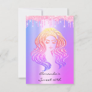 Spark Glitzer Tropfen Pink Sweet 16. 15. Meerjungf Einladung