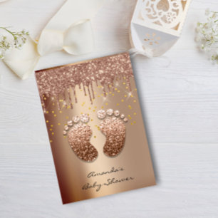 Spark Glitzer Tropfen Rose Gold Baby Dusche Foot Einladung