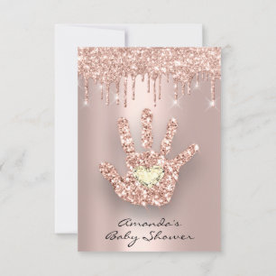 Spark Glitzer Tropfen Rose Gold Baby Dusche Hand Einladung