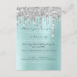 Spark Glitzer Tropfen Silver Aqua Bridal Sweet 16. Einladung