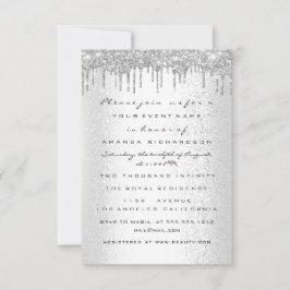Spark Glitzer Tropfen Silver Gray Bridal Sweet 16. Einladung