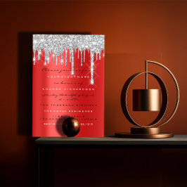 Spark Glitzer Tropfen Silver Red Gray Bridal 16. Einladung